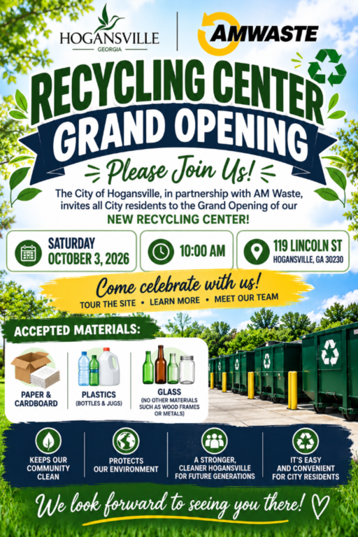 The Grand Opening of our new Recycling Center on Saturday, October 3, 2026